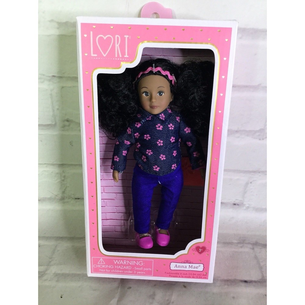 Lori Anna Mae African American Fashionable Mini Doll 6" Black Hair Brown Eyes